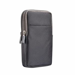 Durable Soft Cloth Belt Mobile Phone Bag Double Layer Zipper Mini Satchel Men Zipper Bag Change Packet Buggy Bag