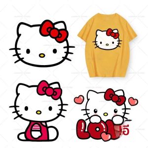 2 ชิ้นน่ารัก Sanrio Hello Kitty Applique บนเสื้อผ้ารีดผ้า Thermal Transfer การพิมพ์ความร้อน PVC Patch สติกเกอร์ไวนิล