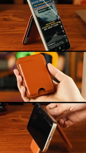 Magnetic Attraction Card Holder PU Leather Wallet Stand Cards Case Accessory Bracket Stand Strong Magnet For All Phones