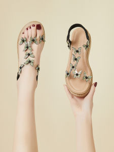 Daphne Womens Bohemian Platform Thick Heel Sandals Summer Diamond High Heels Fashionable Low Cut Cross Buckle Roman Style