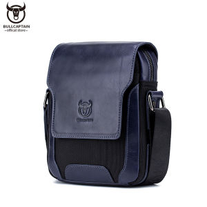 BULLCAPTAIN Leather Shoulder Messenger Bag Mens Business Fashion 7.9 Inch Tablet Bag Multifunctional Breathable Anti-Scratch Messenger Bag