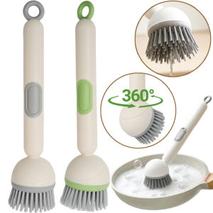 Non-stick Kitchen Cleaning Brush / 360° Rotatable Long Handle Dishwashing Brush with Soap Dispenser / Hanging Dishwashing Brushes