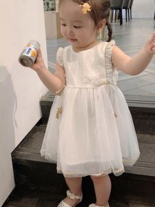 ชุดเดรสผ้าตาข่ายเจ้าหญิงสำหรับเด็กผู้หญิง ชุดวันเกิดเด็กแรกเกิด ชุดฤดูร้อน ชุดเดรสผ้าผสมคอตตอนผสม ชุดเด็กผู้หญิง