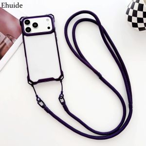 Four Corner Lanyard Case For iPhone 18 Pro Max 17 14 12 13 15 16 Plus Air Shockproof Clear Crossbody Neck Cord Strap Hard Cover