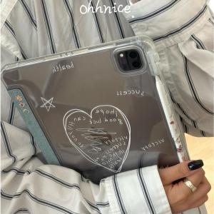 Acrylic Y-Fold Heart-Shaped Protective Case for iPad Tablet Full Coverage Compatible with iPad Air 2024 11 Inch iPad 2022 Version iPad 2/3/4