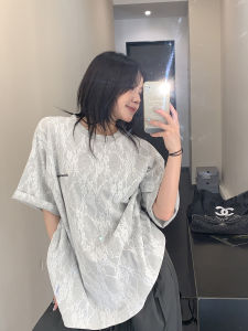 Lazy Summer New Style Lace Fabric Embroidery Loose Feeling Short Sleeve Women Loose Retro Lazy T-Shirt Trendy Cotton Polyester Blend