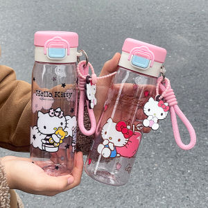 1 pc HelloKitty cute water cup 500ml cartoon plastic cup with a lanyard portable for going out and traveling
