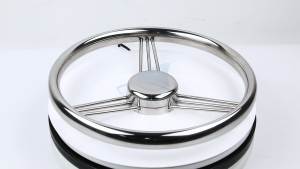 ANDYMARINE 13.5 Inch Stainless Steel 3 Spoke Mirror Polished Steering Wheel Boat Yacht Steering Wheel Boat Accessories