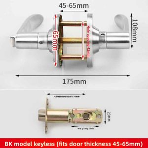 FEIZHUXIANSEN | Three Bar Knob Lock No Key Both Sides Hole Bathroom Toilet Door Handle