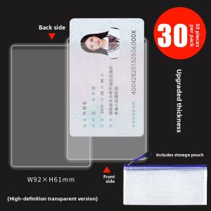 50-Pack Transparent Thick Plastic ID Card Holder Protective Sleeve for Social Security Health Insurance Meal Cards And More