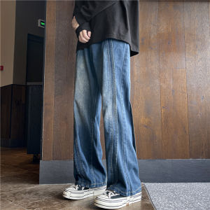 กางเกงยีนส์ทรงหลวมสไตล์อเมริกันสำหรับผู้ชาย กางเกงขายาวทรงหลวมสไตล์วิบัติ กางเกงยีนส์ทรงหลวมสบาย ๆ สำหรับฤดูร้อน