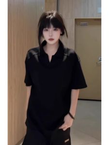 JIARONG | American Style Cotton Polo Tee Loose Large Size V-Neck Sleeveless Top