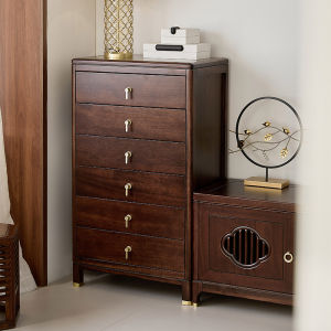 New Chinese Style Solid Wood Five Drawer Chest Wall-Mounted Storage Cabinet Living Room Bedroom Home Use Furniture Organizer