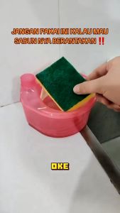 Tempat Dispenser Sabun Cuci Piring Wadah Sabun Bulat + Spons Cuci Piring Serbaguna-SCOOT