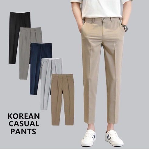 CLASSIC HIGH QUALITY KOREAN 5 COLORS SLACKS PANTS FREE SHIPPING FOR OFFICE  OR BELT ANKLE CUT FOR CASUAL OR FORMAL ATTIRE