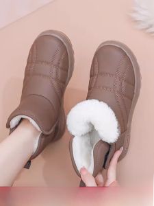 SHIPAILUO | Thickened Fleece Winter Snow Boots Womens Warm Waterproof Short Boots Anti-slip Thick Bottom Booties Comfortable Elastic Fabric