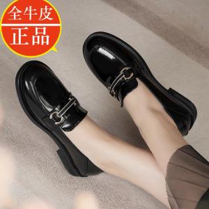 Genuine Cowhide Flat Bottom Low Heel Womens Loafers Spring Autumn New Style Comfortable Fashionable round Toe Rubber Outsole