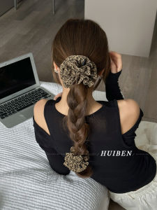 Fall Fashionable Leopard Print Hair Ties Women High Elasticity Calfskin Hair Bands Korean Style Circular Fabric Hair Bands
