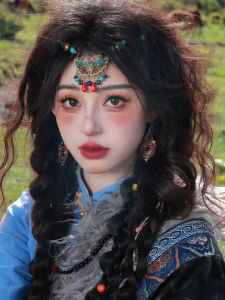 Tibetan Nepal Butterfly Headdress Forehead Lace Retro Ethnic Style Tassel Forehead Ornament Exotic Style Forehead Diamond Necklace for Women