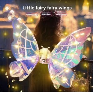 Electric led fairy wings illuminated for girls fantasy elf princess butterfly angel wings luminous outfits props for Halloween Christmas
