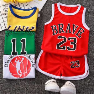 Kids Summer Sports Wear Quick Dry Basketball Uniform Set Short Sleeve Shorts Pants Vest Boys Girls New Style Polyester Cotton Blend