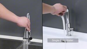 Hàng hót Giá siêu rẻ Vòi rửa chén đường lạnh chất liệu đồng mạ NIKEN cần mềmcổ bi xoay 360 độđầu vòi hình loa với 2 chế độ xả nước