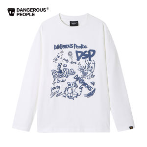 Dangerous People Collaborative Hand-Drawn Graffiti round Neck T-Shirt Cotton 100% Youth Fashion Casual Long Sleeve Tee