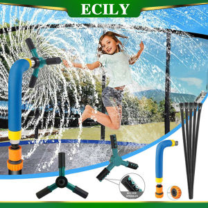 ECILY Summer Trampoline Sprinklers Outdoor Cooling Sprinkler Pipe Kids Water Fun Automatic Watering Irrigation Garden Accessories