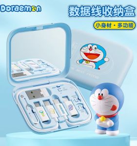 Portable Doraemon Data Cable 60W Fast Charge Mobile Phone Charging Line Short Survival Multi-Function Three-In-One Adapter Suitable for  Huawei Travel Kit