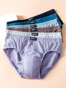 Men Briefs Cotton Mid Waist Mens Underwear Loose Underpants Middle-Aged and Elderly Pants Dad Shorts Plaid Pants