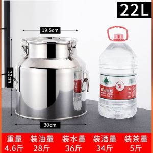 Stainless Steel Canister Bucket Airtight Container With Lid No Leakage Oil Seal Wine Barrel Tea Milk Trans Pail Food Storage Tea Jar Tong Air Susu Simpanan 无磁密封钢桶