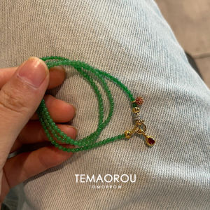 New Chinese Style Green Agate Beaded Necklace Womens Spring Summer  out Lockbone Chain Pendant Drop Shape Fashion Jewelry