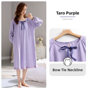 JIALEFEN | Spring Autumn Cotton Long Sleeve Dress Nightgown