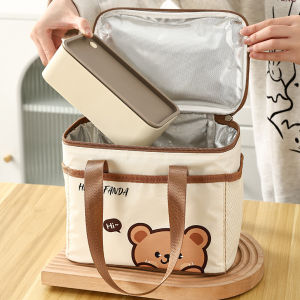 Tas Bekal Anak Tempat Makan Tas Foil Minuman Dingin Tas Piknik Serbaguna Cream Lunch Cooler Bag