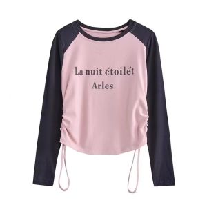 Cool Girl Matching Korean Style Fancy Raglan Sleeve T-shirt Tops Wide-Leg Overalls Two-piece Set