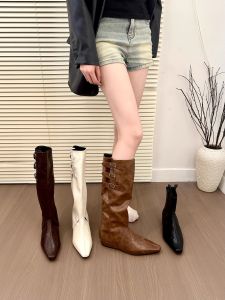 Titing Korean Style Two-Way Wear! Retro Blogger Pointed Toe Hidden Heel Two-Way Pants Boots for Women Fall and Winter Wild Boots