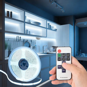 USB COB LED Strip with RF Remote Control White/Warm White Double-sided Tape for TV Mirror Backlight Kitchen Decoration Light