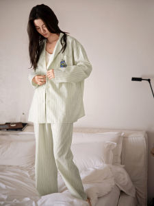 BEIYAN | Soft Modal Cotton Stripe Long Sleeve Pajama Set