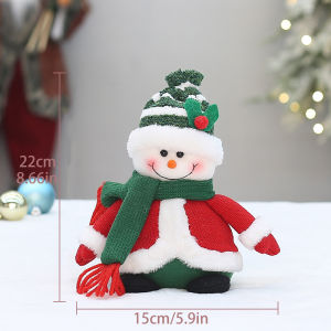 Christmas Decoration Fabric Sitting Snowman Little Doll Santa Claus Doll Holiday Desktop Decoration