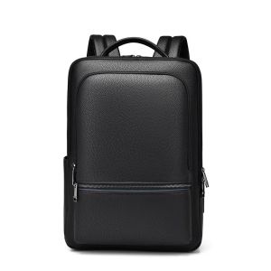 Waterproof Large Capacity Mens Leather Backpack 16 Inch