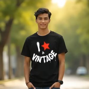 Kaos Hitam Vintage I Love It bahan 24s