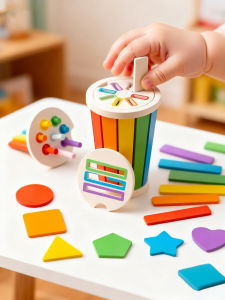 3 in 1 Wooden Color Shape Sorting Toys Sensory Matching Game Montessori Education Toys For Kids Preschool Learning Activities