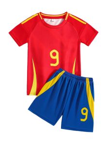 2025 Summer new childrens suit Spain Yamal fans train casual wearing soccer childrens sports digital suit