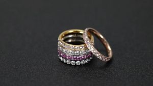 EAMTI Titanium Engagement Ring 3MM Rose Gold Cubic Zirconia Eternity Wedding Band Size 3-13