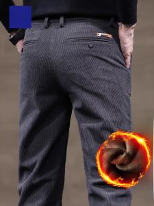 ROMON | Lormen Mens Corduroy Pants Winter Thick Business West Loose Straight Warm Fleece Casual Long Trousers Fashionable Urban Style