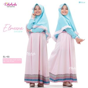 LABEBAH GAMIS MUSLIM SET JILBAB ANAK CEWEK USIA 2-3 TAHUN ELMEERA DRESS PATTERN BAHAN TORI KELY
