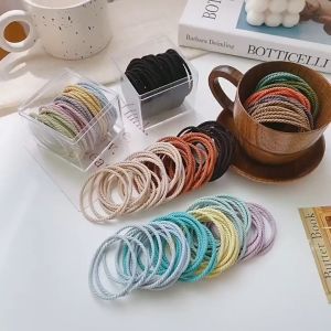 Hộp 50 dây thun xoắn nhỏ màu sắc chắc chắn giá rẻ dành cho nữ CB26