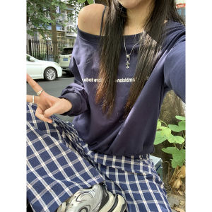 Áo Nỉ Dài Tay in Chữ Phong Cách Mới Đầu Thu 2024 Dành Cho Nữ Dáng Rộng Thoải Mái in Hình Hoạt Hình Chất Liệu Cotton