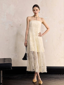 ชุดเดรสสายเดี่ยวแขนกุดผ้าตาข่ายสีน้ำตาล ชุดเดรสผู้หญิง ชุดราตรีหรูหรา ดีไซน์เก๋ไก๋ ชุดเดรสฤดูร้อน ชุดเดรสผู้หญิง