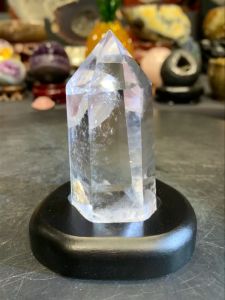 High crystal clear point rare crystal in crystal 高品💯天然白水晶六角柱  🔝顶部晶中晶👍 底部金字塔👍👍👍 高品净体白水晶✅    白水晶高height: 8.5cm  宽width: 4cm x 4cm   重weight: 0.17kg 含底座高total height: 9.5cm  底座宽wood base width: 7.5cm x 6.5cm  重weight: 0.2kg  📍Johor Bahru 区可自行取货或邮寄服务